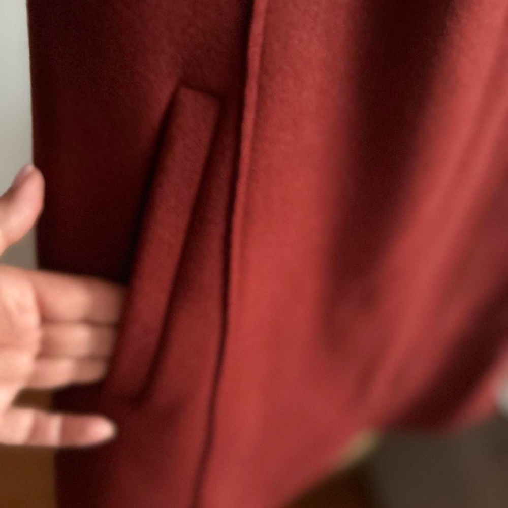 Halogen Burgundy Wool Blend Preppy Minimalist Coat Size XS - Picture 13 of 13